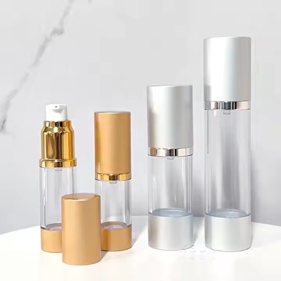 15ml 30ml 50ml Plastic Airless Lotion Bottle Electroplate Gold Silver Cosmetic Vacuum Container Empty Lotion Cream Vial
